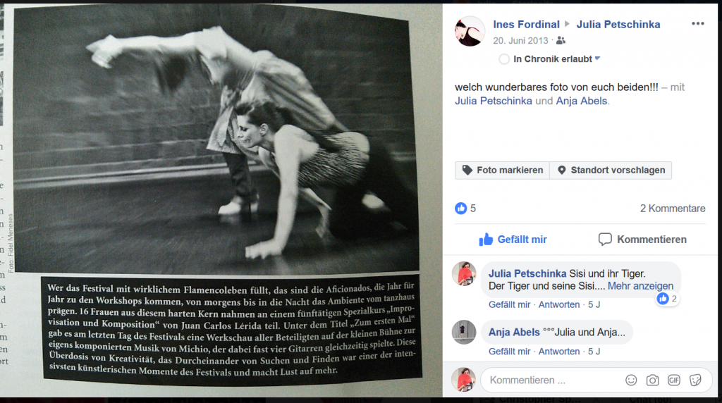 Screenshot des Facebookbeitrags - Werkschau Flamenco beim Festival in Düsseldorf
