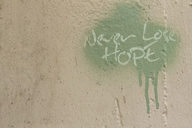 Graffiti auf der Wand mit Aufschrift NEVER LOSE HOPE