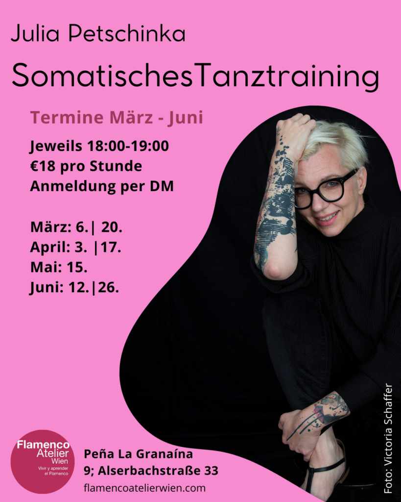 Kursankündigung Somatisches Tanztraining mit Julia Petschinka in Wien. 