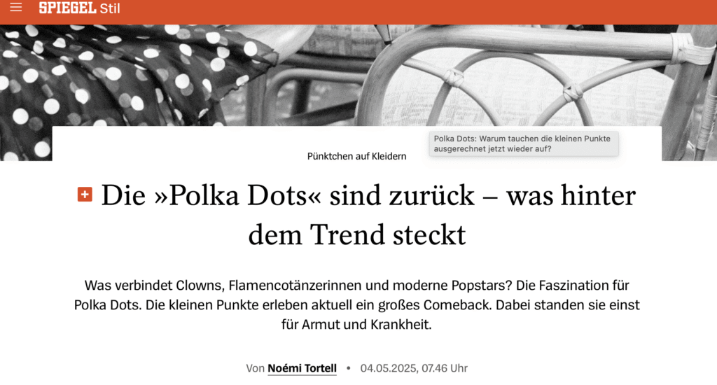 Screenshot eines Beitrags in der Spiegel über Polka Dots.