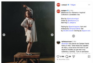 Screenshot der neuen Camper-Kampagne Bailemos! auf Instagram